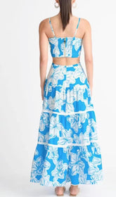 Sommerkleid mit Blumenmuster und Riemchen in Blau